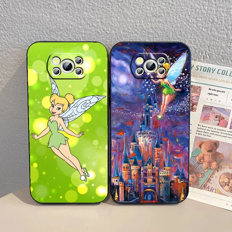 Cartoon Disney Tinker Bell For Xiaomi Mi Poco F5 F4 F3 X6 X5 X4 X3 M6 M5 M5S M4 M3 C65 Pro GT NFC 5G Black Back Phone Case