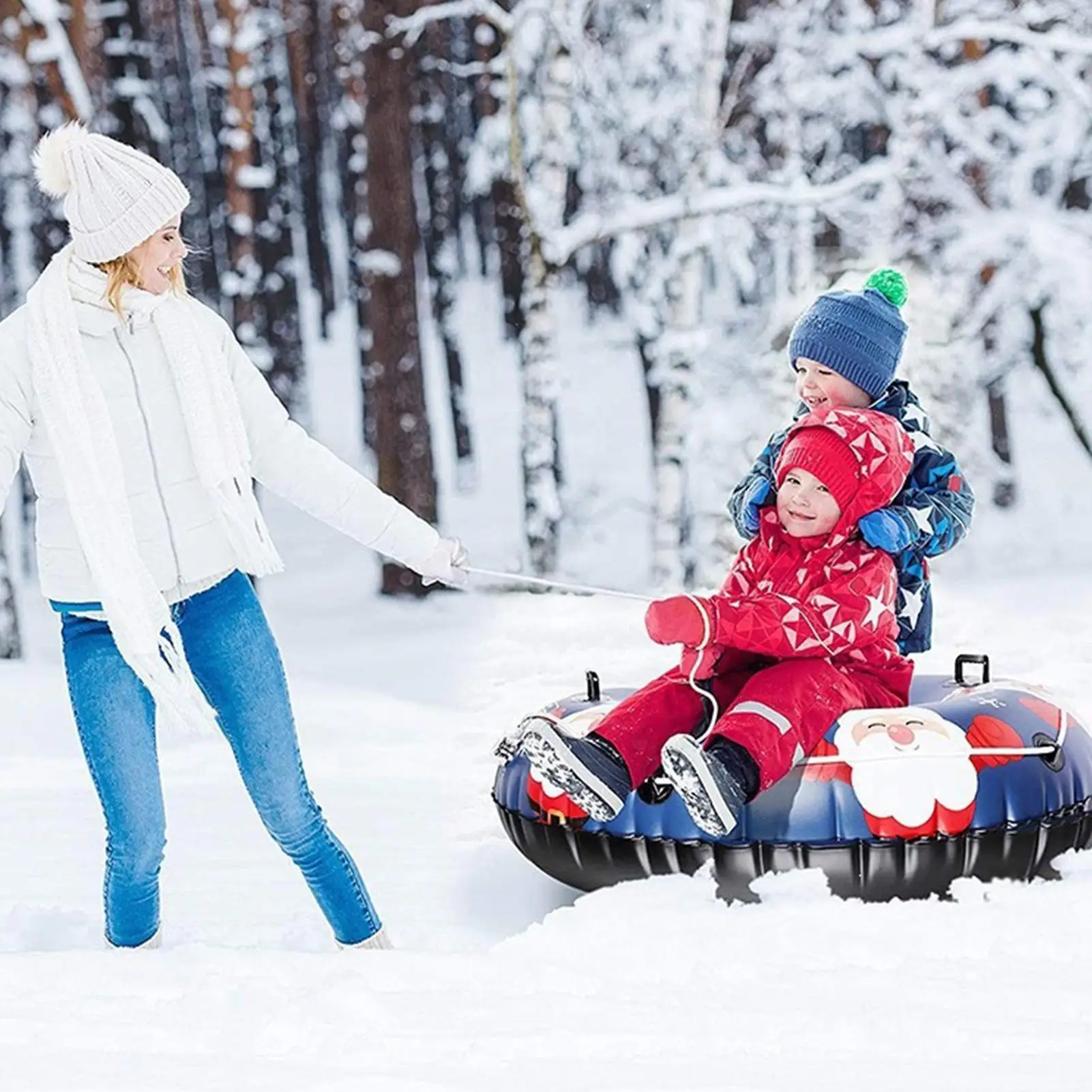Winter outdoor Inflatable Snow Sled Heavy Duty Cold-Resistant Sledding Toy Santa Claus snow tubes for Snowboard Activities