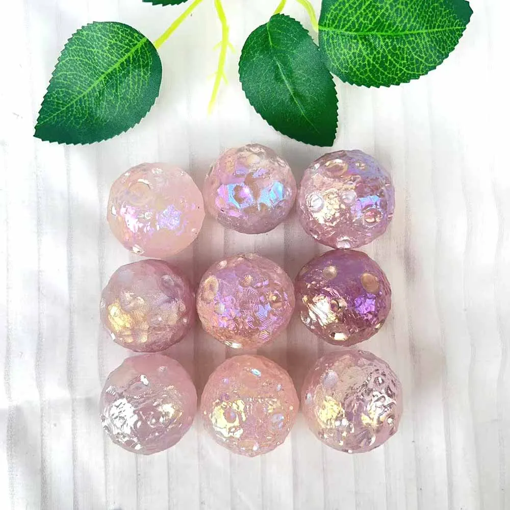 1PC Natural Crystal Aura Rose Quartz Moon Spheres Handmade Crystal Carving Crafts For Home Decoration Study Decoration Ornament