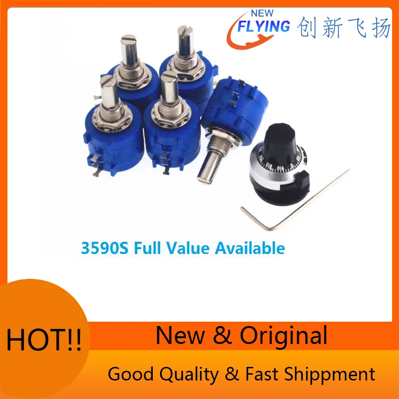 1 peça 3590s-2-103 1k 2k 5k 10k 20k 50k 100k 100r 200r 500r potenciômetro multivoltas de precisão 104/503/101/201/501/102/202/502/203