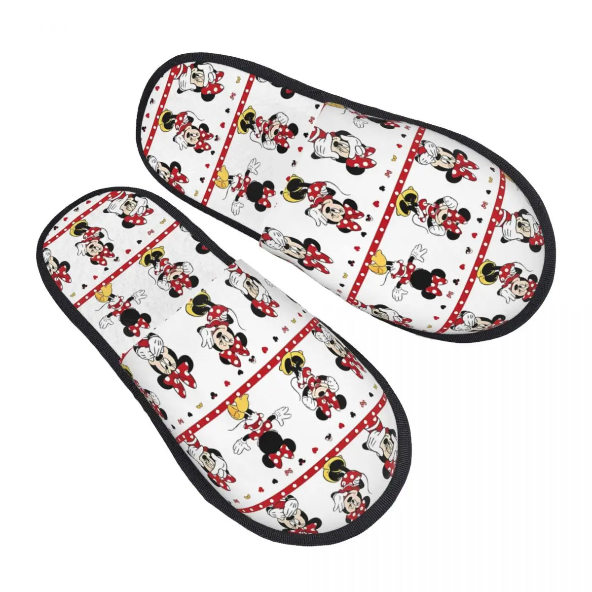

Mickey Minnie Cartoon House Slippers Indoor Soft Household Fur Slides Slippers Anti-skid