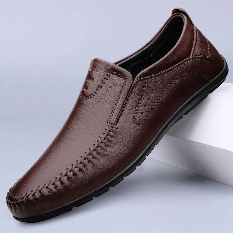 Luxury Brand Men's Business Comfortable Loafers for Spring Fashion New Men's Breathable Soft Sole Casual Non Slip Leather Shoes