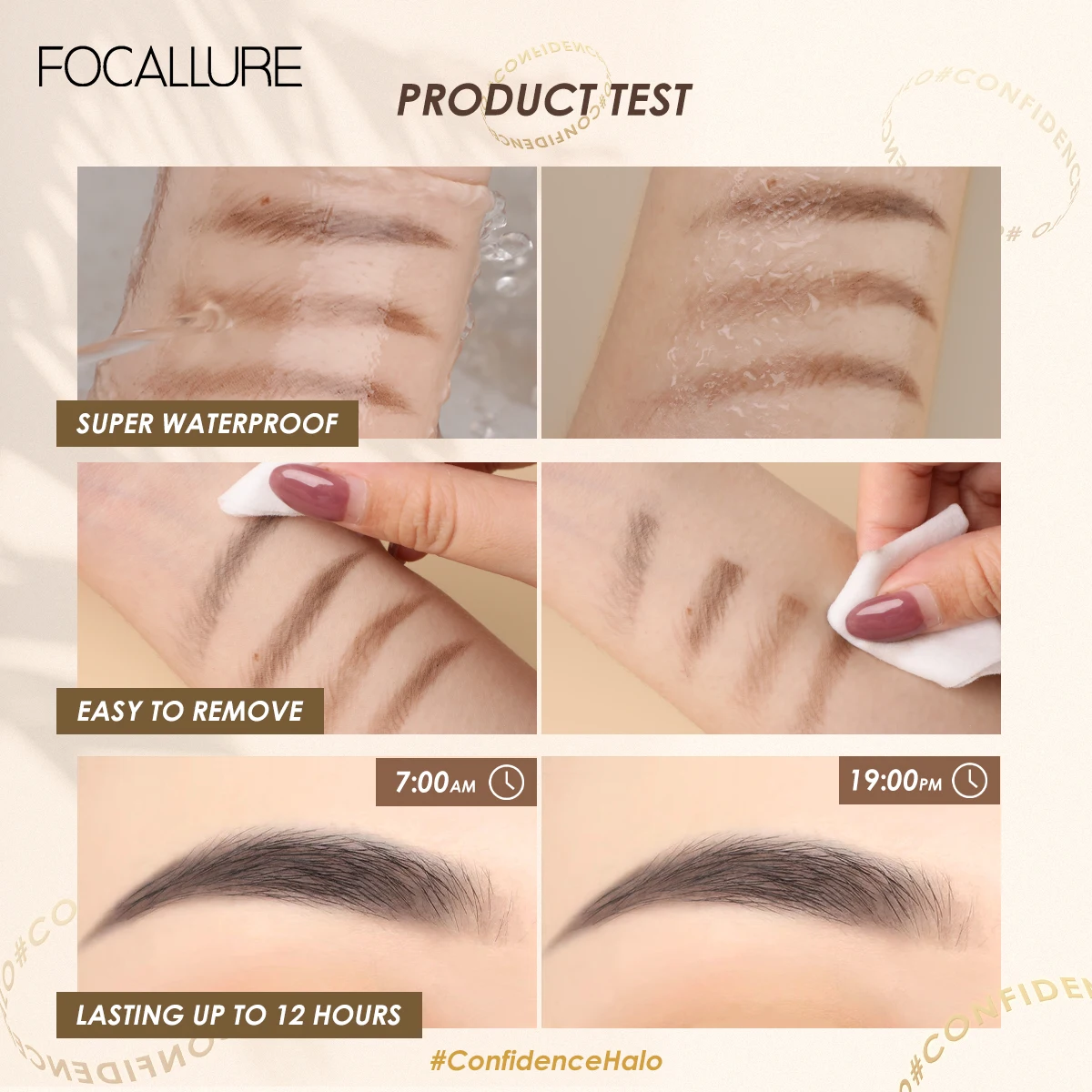 FOCALLURE Eyebrow Pencil Sliding Design Soft Pencil Tip Ultra Fine Eye Brow Pen Super Waterproof Natural Eye Makeup Cosmetics