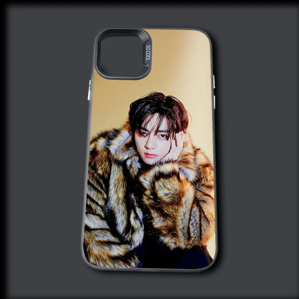 Singer K-Kim T-Taehyung Phone Case For iPhone 16,15,14,13,12,11,Mini,Pro,MAX Gray Drop Matte Shockproof Soft Cover