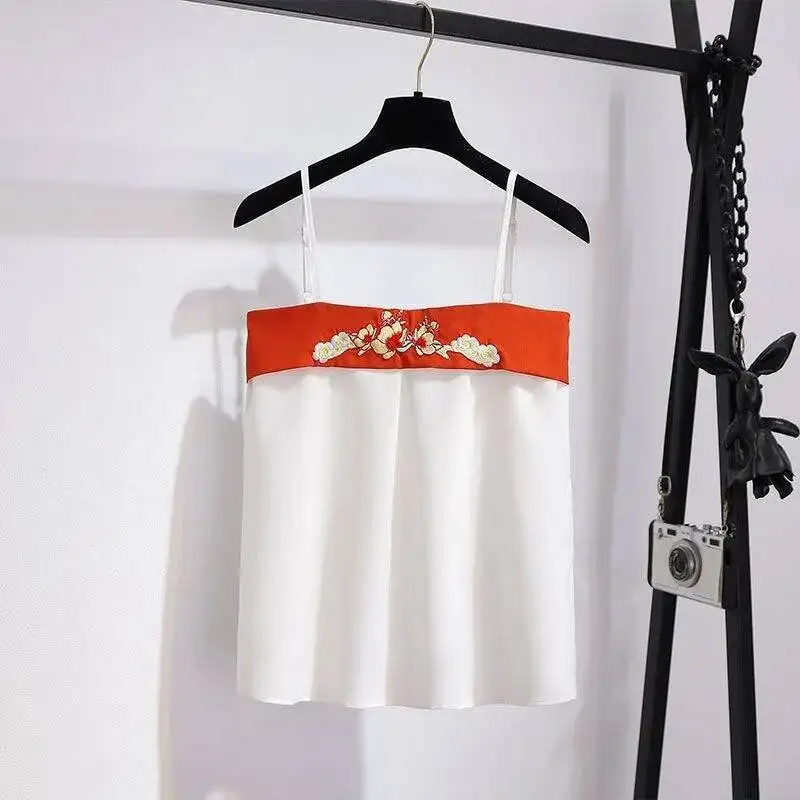 فستان سونغ سلالة هانفو نسخة معدلة سوبر الخالد النمط الصيني هان عنصر فستان صيفي صغير يقترن مع تنورة قصيرة Se