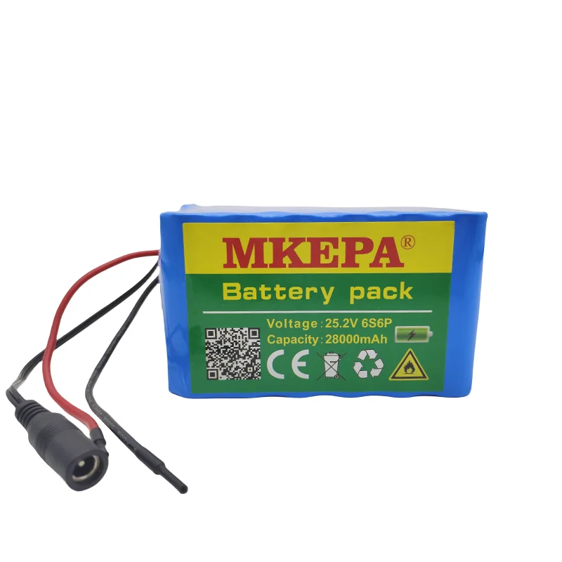 Paquete de batería de litio de gran capacidad, cargador de 18650, 24V, 28Ah, BMS, 6S6P, 25,2 V, para bicicleta eléctrica, Scooter, silla de ruedas, cuatro ruedas