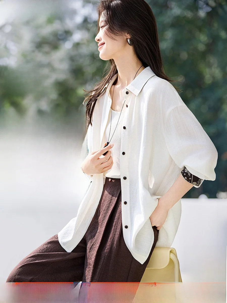 

Женская повседневная рубашка Mehai с длинным рукавом из льняной смеси, комфортная, дышащая, свободного кроя, в стиле колор-блок, винтажная, весенняя мода