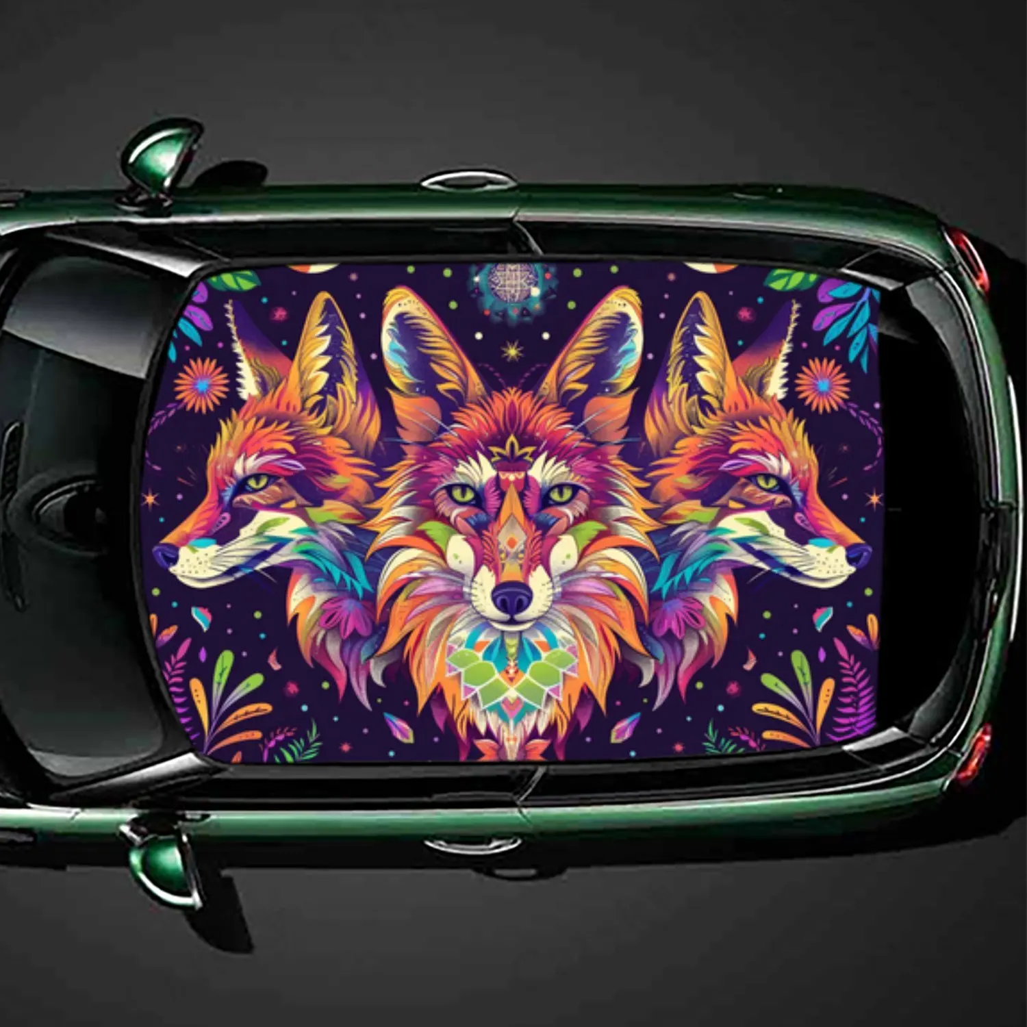 

Mystical Three Headed Fox Fantasy Car Roof Sticker PVC Self Waterproof stick , Striking Auto Exterior Accessories Decoration Pr