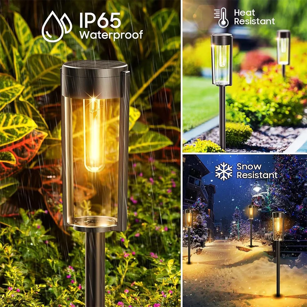 4 Pack New Solar Pathway Lights IP65 Waterproof Solar Powered Landscape Lights For Walkway Driveway Lawn Path Yard Decor