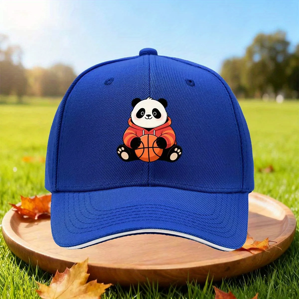 Cute Panda Basketball Baseball Cap Adjustable Outdoor Curved Brim All Season Hat