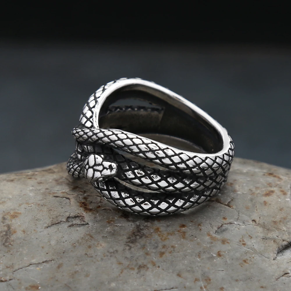 

Vintage Fashion Snake Ring 316L Stainless Steel Punk Hip Hop Viking Animal Rings For Men Women Creative Jewelry Gifts Wholesale