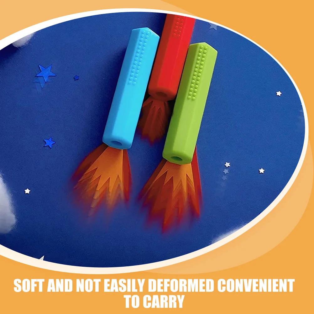 3 قطعة قبعات ممحاة قابلة للمضغ من السيليكون للمهارات الحركية عن طريق الفم أحمر أزرق أخضر أنابيب مطاطية محايات علوية لقلم الرصاص لـ