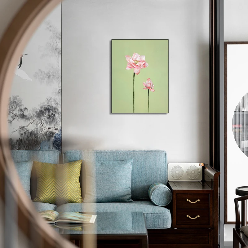 Lotus Suzhou Embroidery Large Size 60x80cm Wall Mural Decorative Printing Art for Room Decor