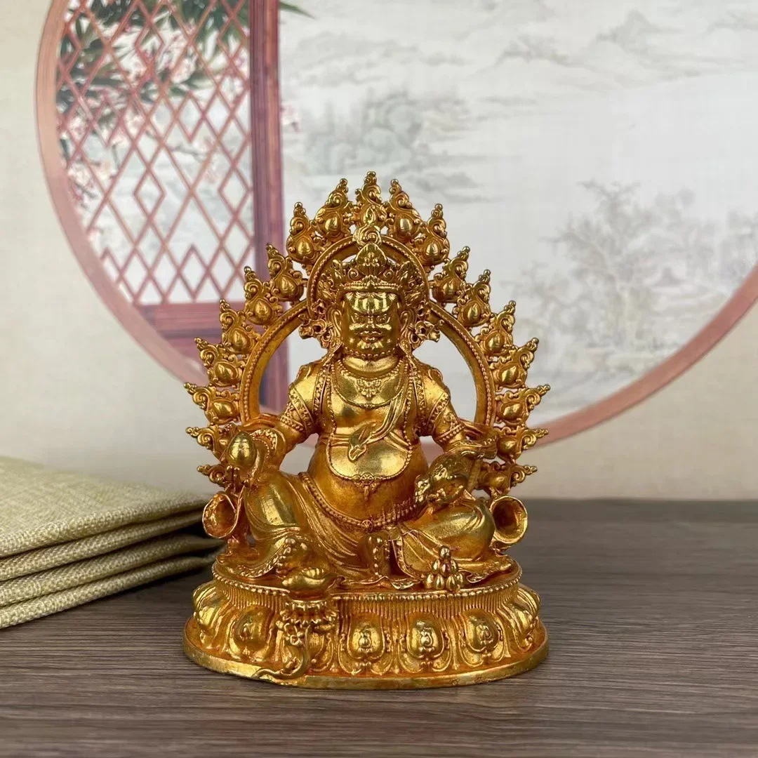 Tibetan Esoteric Nepalese Brass Plating Gold God of Wealth Buddha Statue Home Decoration Crafts Ornaments