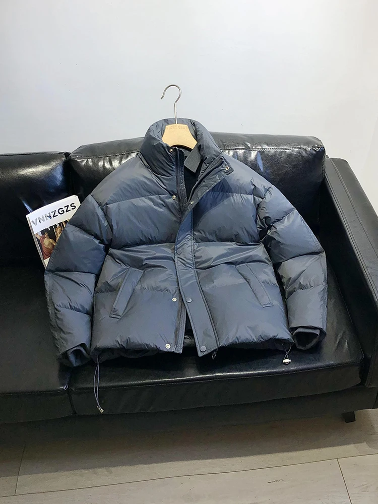 Winter Thiened Casual Men's down Jaet 2025 New White Du Feather Pure Color Refreing Sle Trendy Zipper Closure Outer...