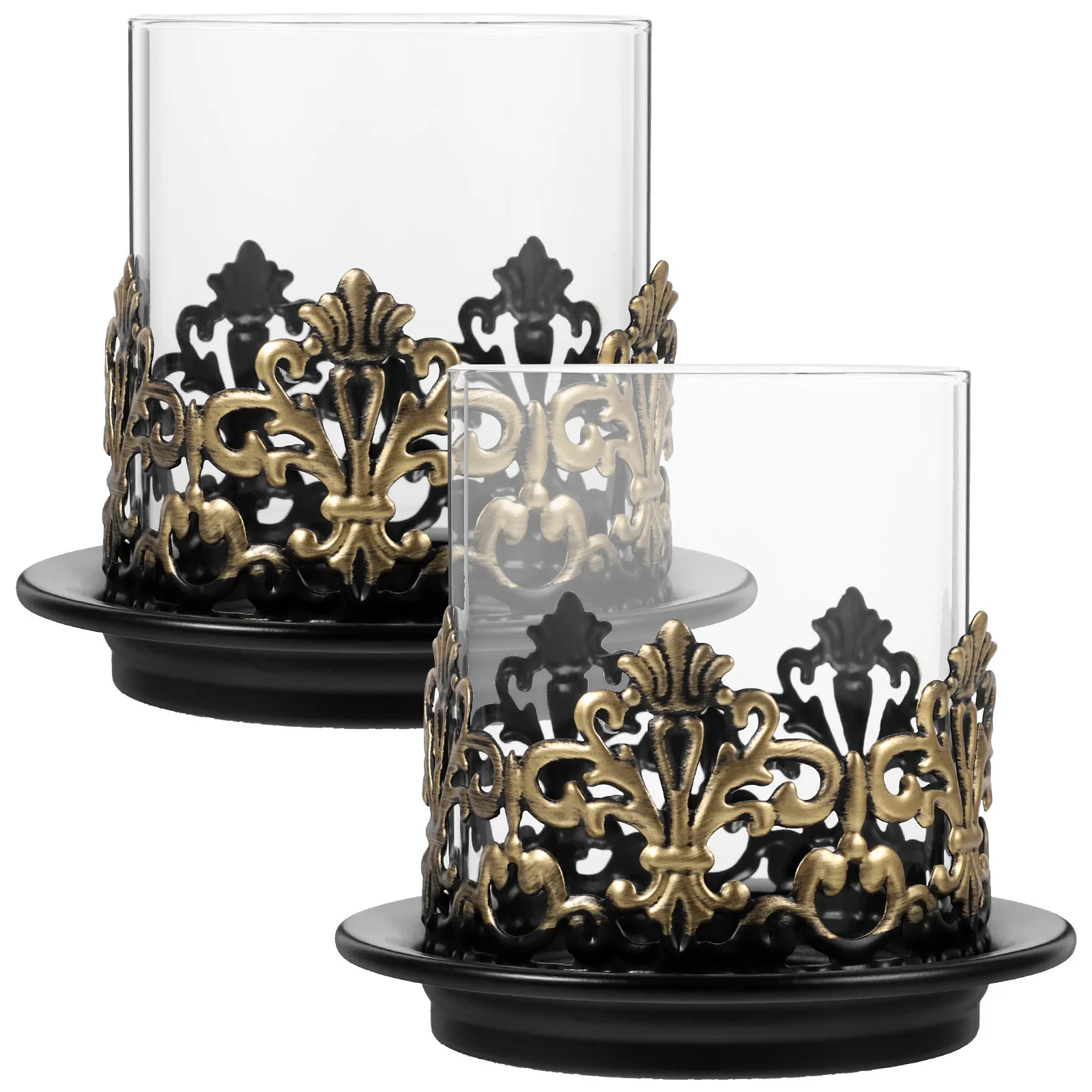 

2pcs Iron Cup Clear Holder Container For Aromatherapy Diy Tabletop Decor Desktop Adornment Decorative Craft Jar