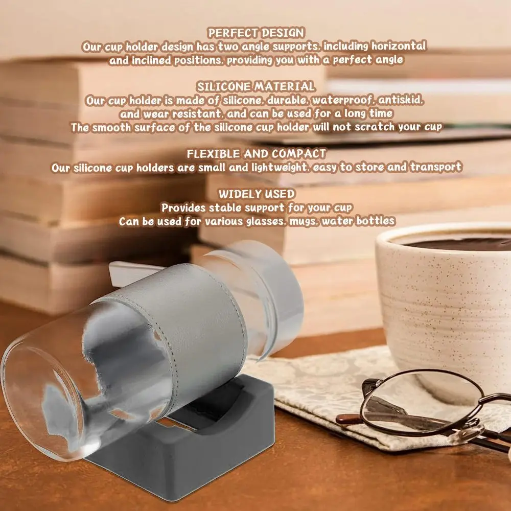 

2 шт. прочная силиконовая подставка для чашки, нескользящая встроенная прорезь, держатель для чашки, держатель для стакана, дисплей, стакан