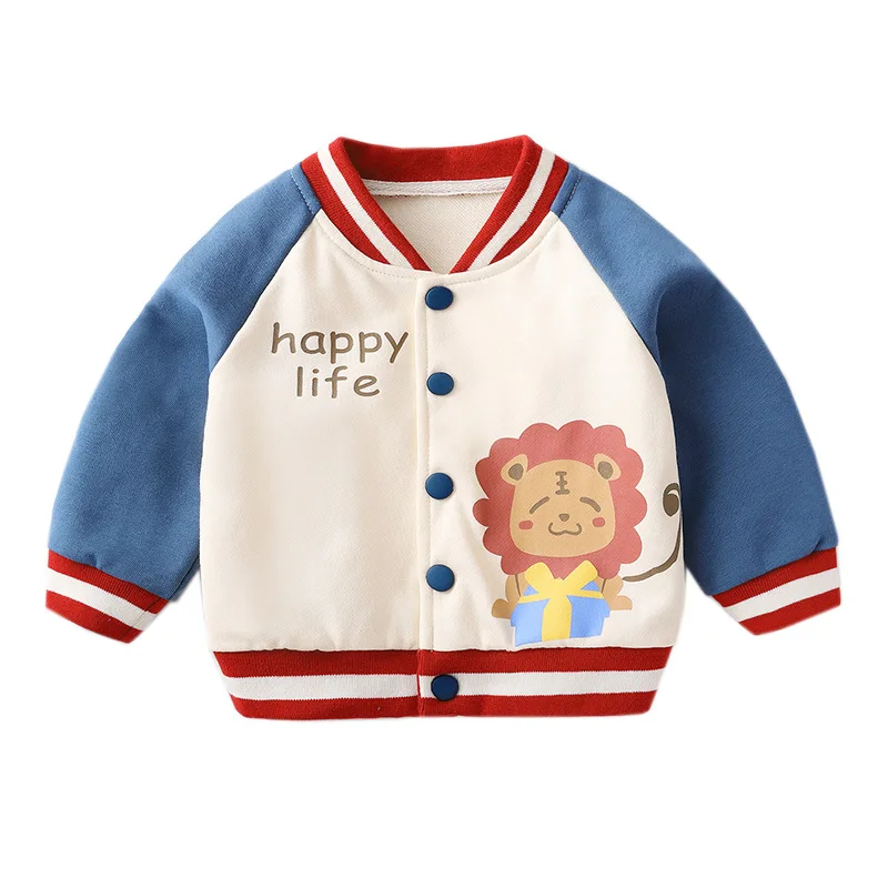 Baby Coat Cartoon Print Top Boys\' and Girls\' Baseball Jersey Thin Baby Fashionable Top Spring and Autumn