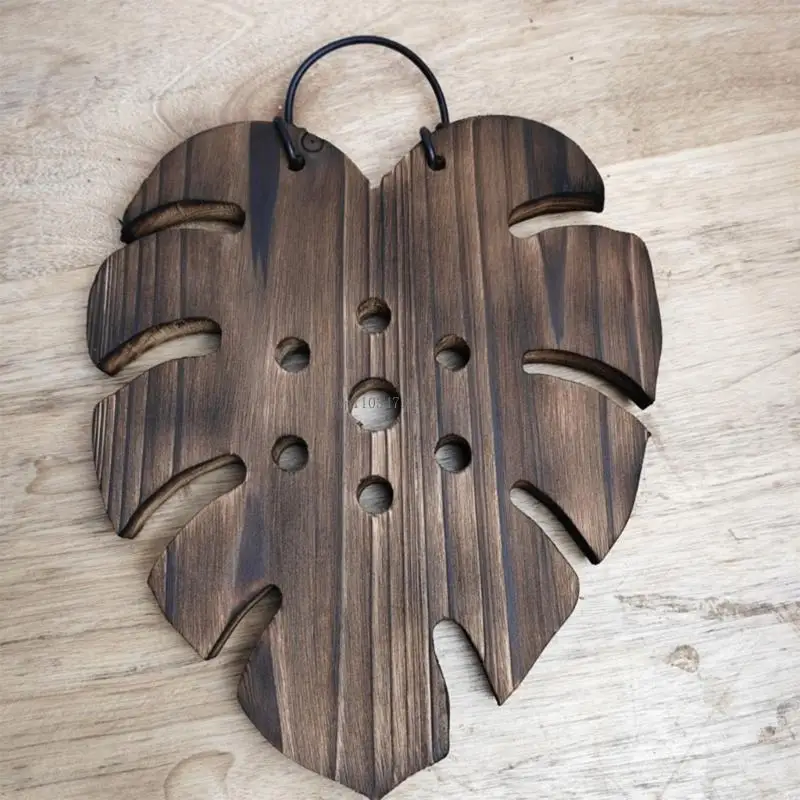 حامل زرع خشبي معلق مصنوع يدويًا من أجل سرخس الستاغورن وتسلق الكرمة المزخرف على الحائط يتضمن خطافًا معدنيًا متينًا