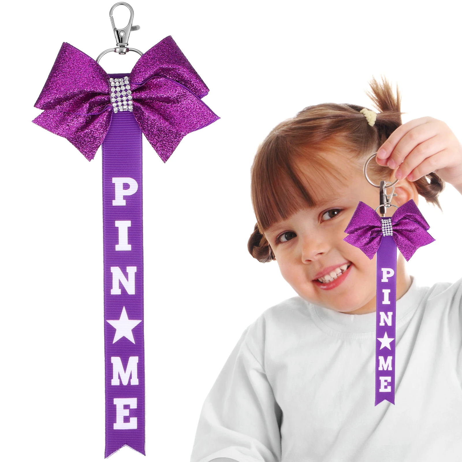 

2pcs Bow Ribbon Accessories Cute Sparkle for Girls Backpack Bling Purse Cheer Bows For Cheerleaders Purse Rhinestone Decoration