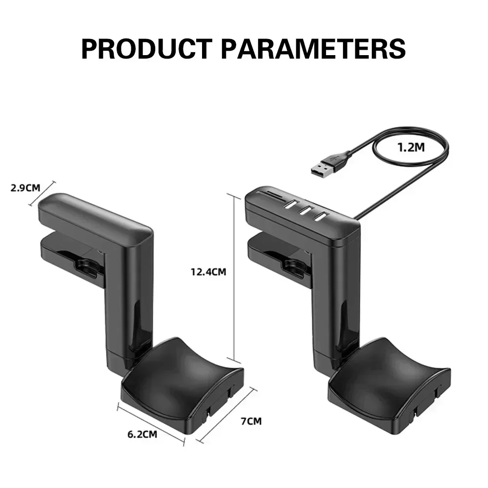 Dudukan Headphone Universal, dudukan Headset Putar game PC dengan port USB di bawah meja Headphone kait gantungan earphone Bracket