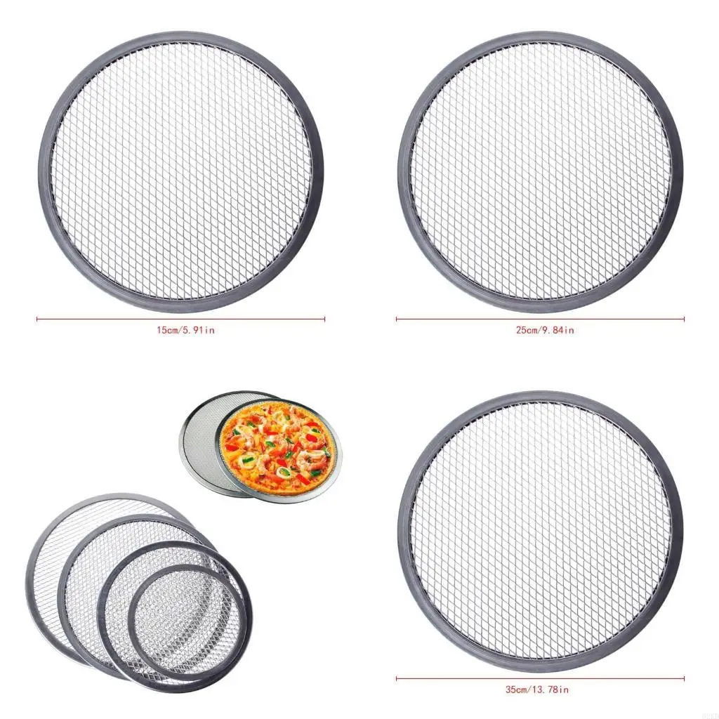 62KD Aluminum Mesh Grill Pizza Screen Round Baking Tray Net Ovens