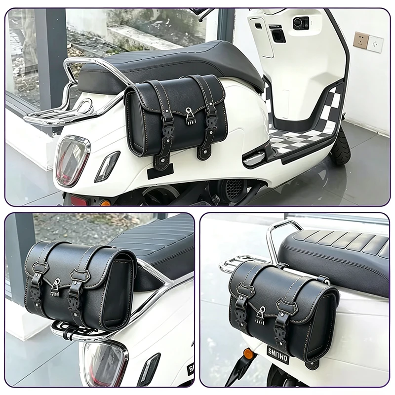 Wasserdichte Motorrad-Satteltasche mit Zahlenschloss, Diebstahlschutz, Schwarz, universell einsetzbar, großes Fassungsvermögen, Werkzeug für Harley, Yamaha, Suzuki. – Detail 8