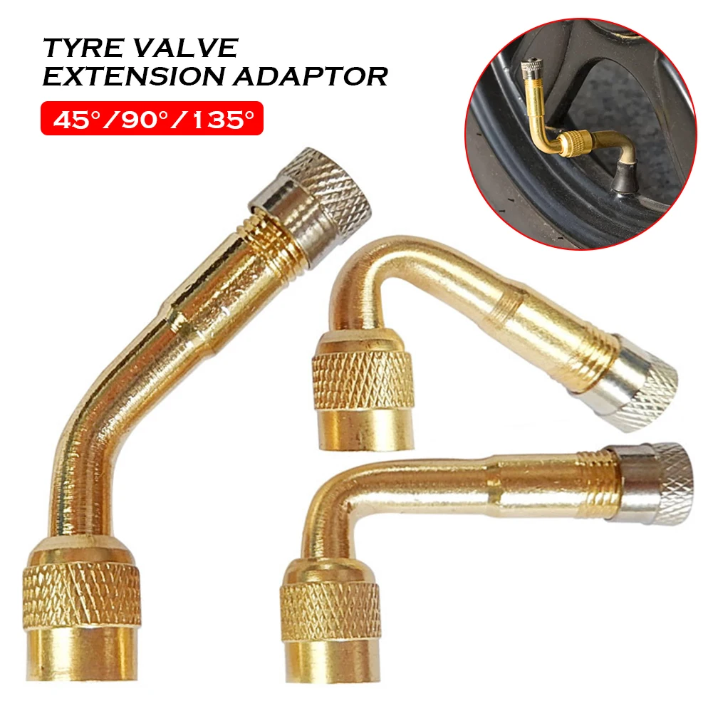 1Pc 45/90/135 Degree Air Tyre Valves For Truck Motorcycle Cycling Accessories Adapter Car Valve Extension Stem Brass High qualit