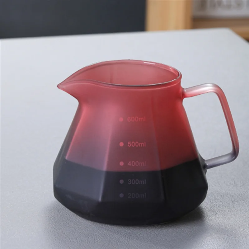 ABKR-Pour مجموعة صانع القهوة الزجاج البورسليكات صب القهوة طقم شاي مع مقبض الجوز جودة عالية فاخرة اليدوية