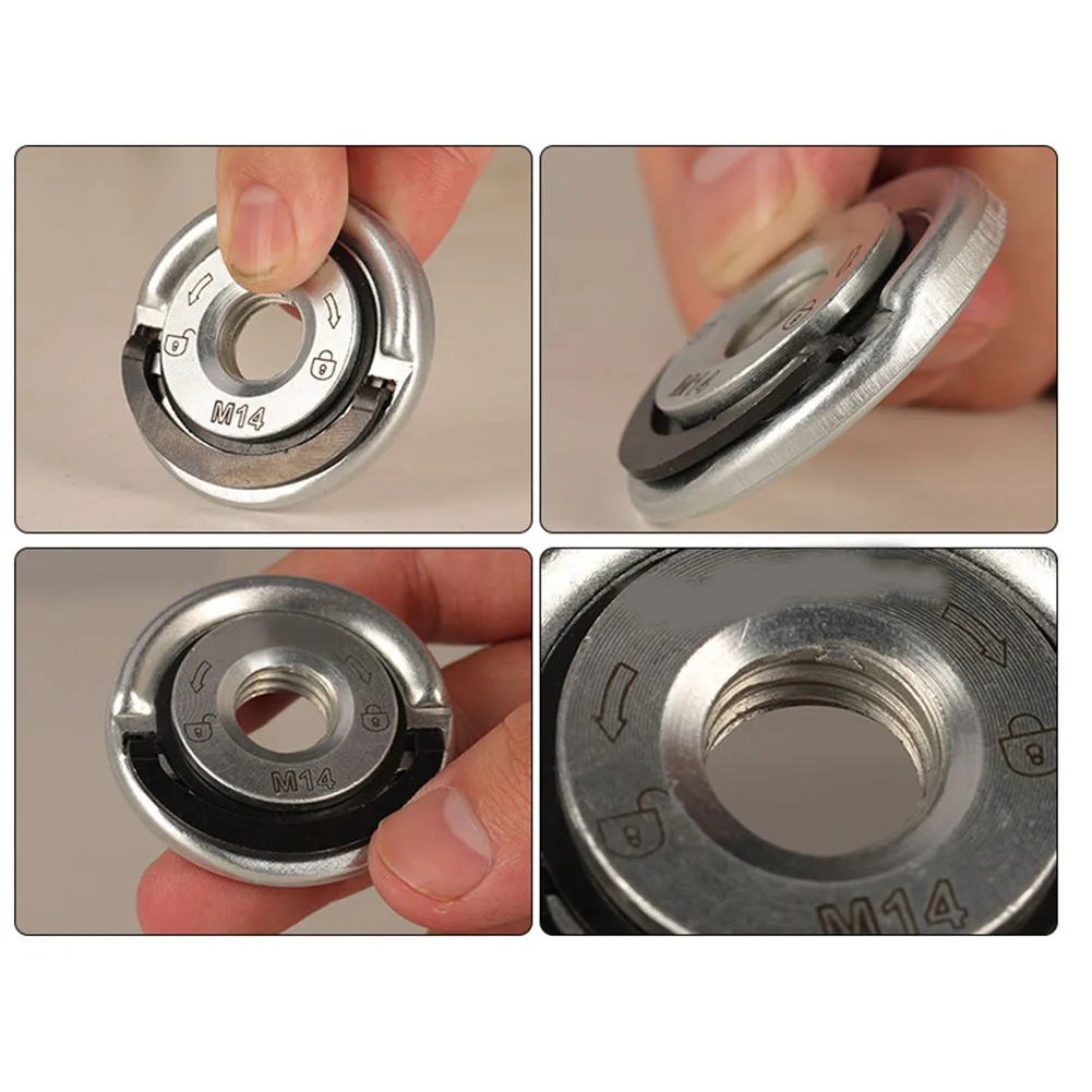 Imagem -03 - Auto-locking Placa de Pressão Grinder Universal Rosca Angle Grinder Quick Release Flange Porca Power Chuck Tools M10 1pc