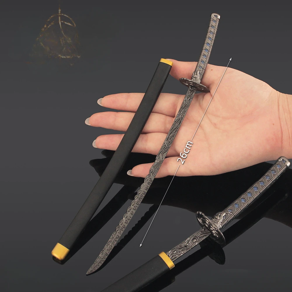 Juego Eldon de 26cm/10,2 pulgadas, hoja periférica de sombra de estrella con funda, espada, arma, modelo, cuchillo samurái, juguete de aleación, adorno, regalos artesanales