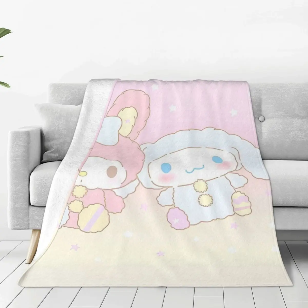 Sanrio Cinnamoroll Cartoon With Friends  Soft Blanket Decorative Plush Throw Blanket Bedroom Flannel Bedspread Sofa Bed Cover