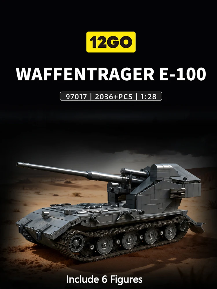 DIY MOC Waffentrager Military Army Main E-100 Heavy Tank Battle Soldier Building Blocks Bricks Set For Children Boys Gifts