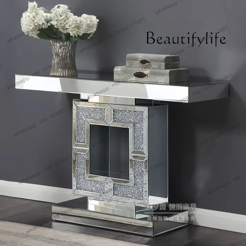 

Entrance platform Light luxury modern door entry Living room Screen partition Shelf Mirror entrance table