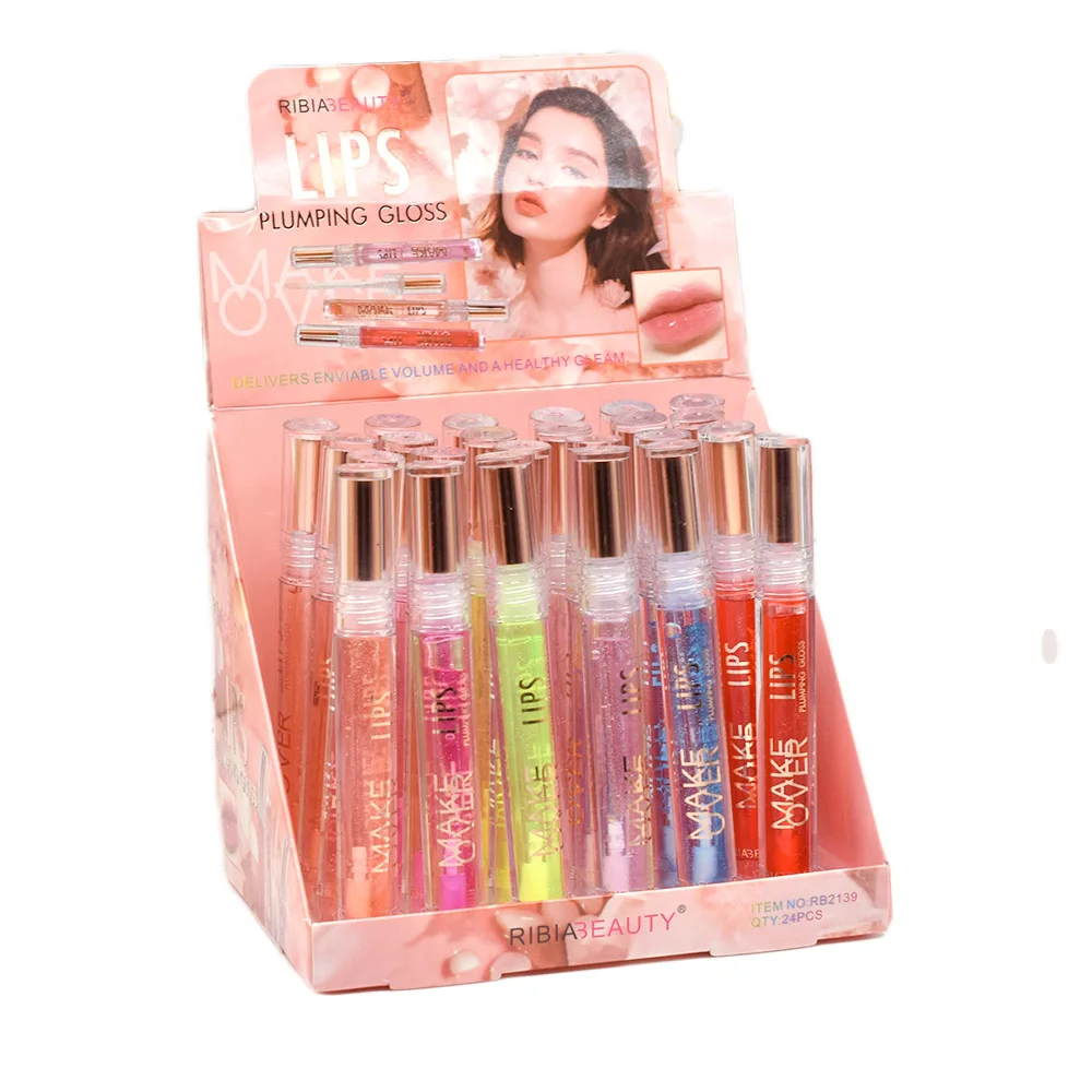 24pcs Cute Watery Lip Oil 6 Colors Set Lip Gloss Woman Longlasting Nonstick Lip Tints Lips Makeup Bulk