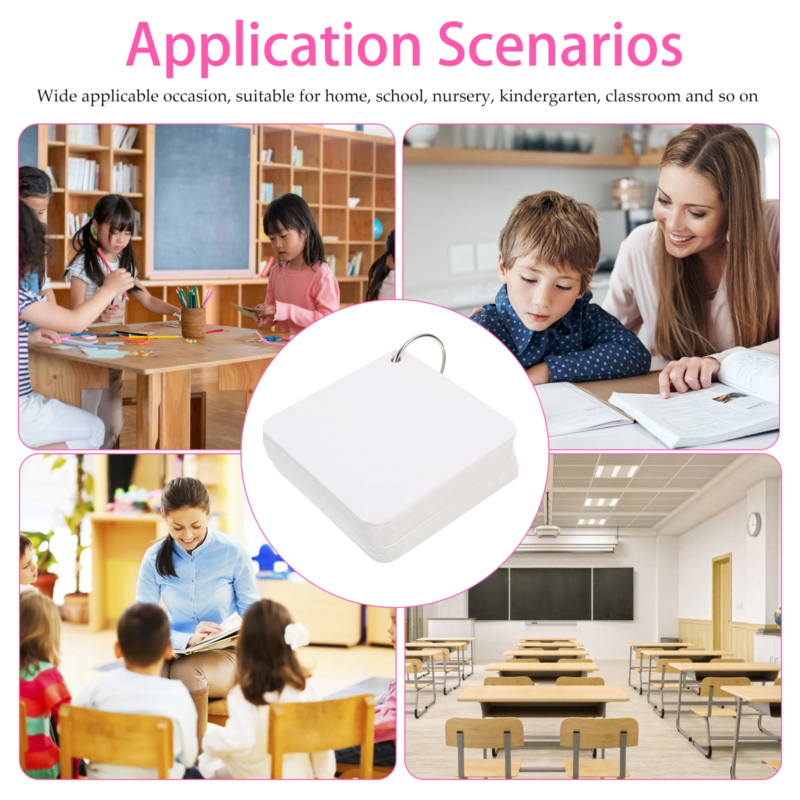 Blank Card Note Cards Stationery Flash Pre-hole Punched Unlined Index with Holes Binder Flashcards