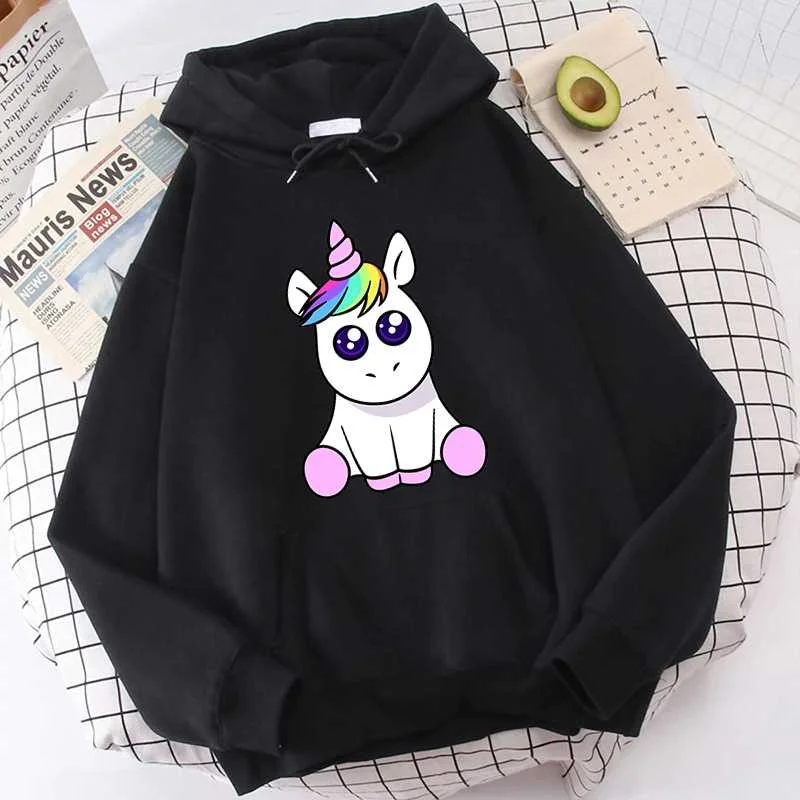 New Fashion Men And Women Unicorn Printing Fashion Printing Long-Sleeved Hoodie Comfortable Loose Sport Pullover