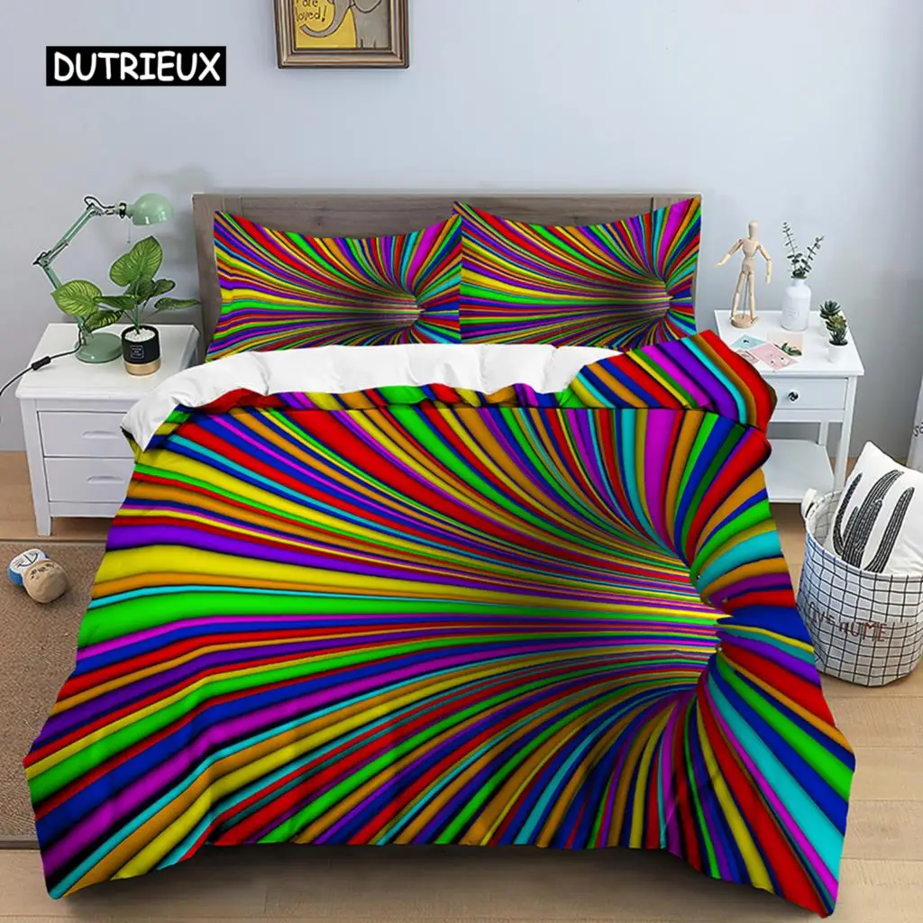 

Abstract Psychedelic Bedding Set Mystic Duvet Cover Set Pillowcase Quilt Cover EU Double King Size Youth Polyester Quilt Cover