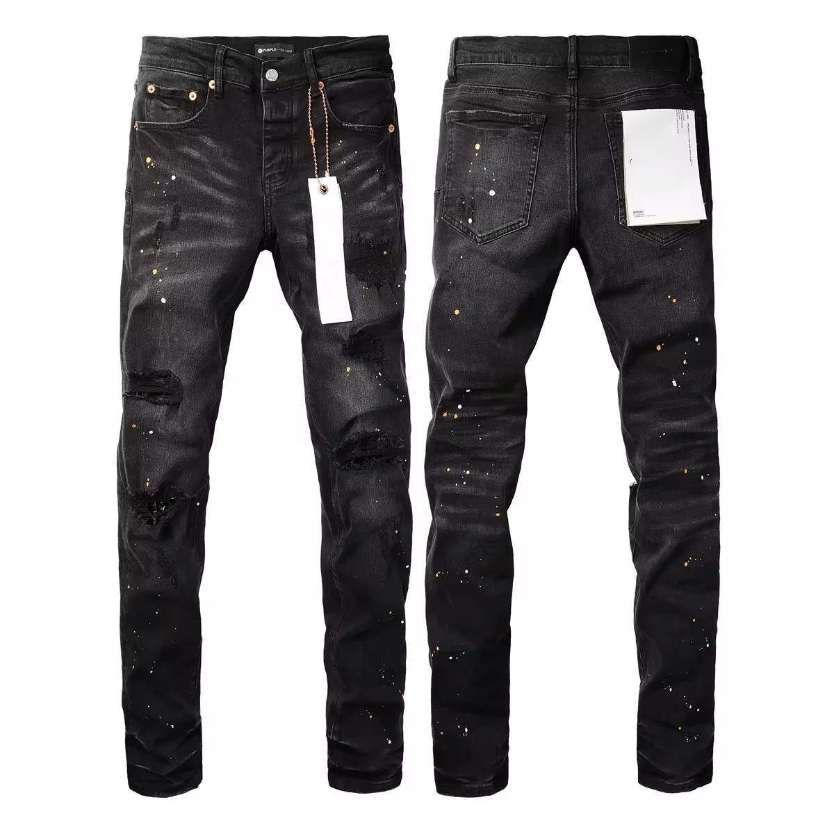 New Purples Men jeans with top street distressed paint repair low raise Skinny Denim brands pants TOP quality jeans