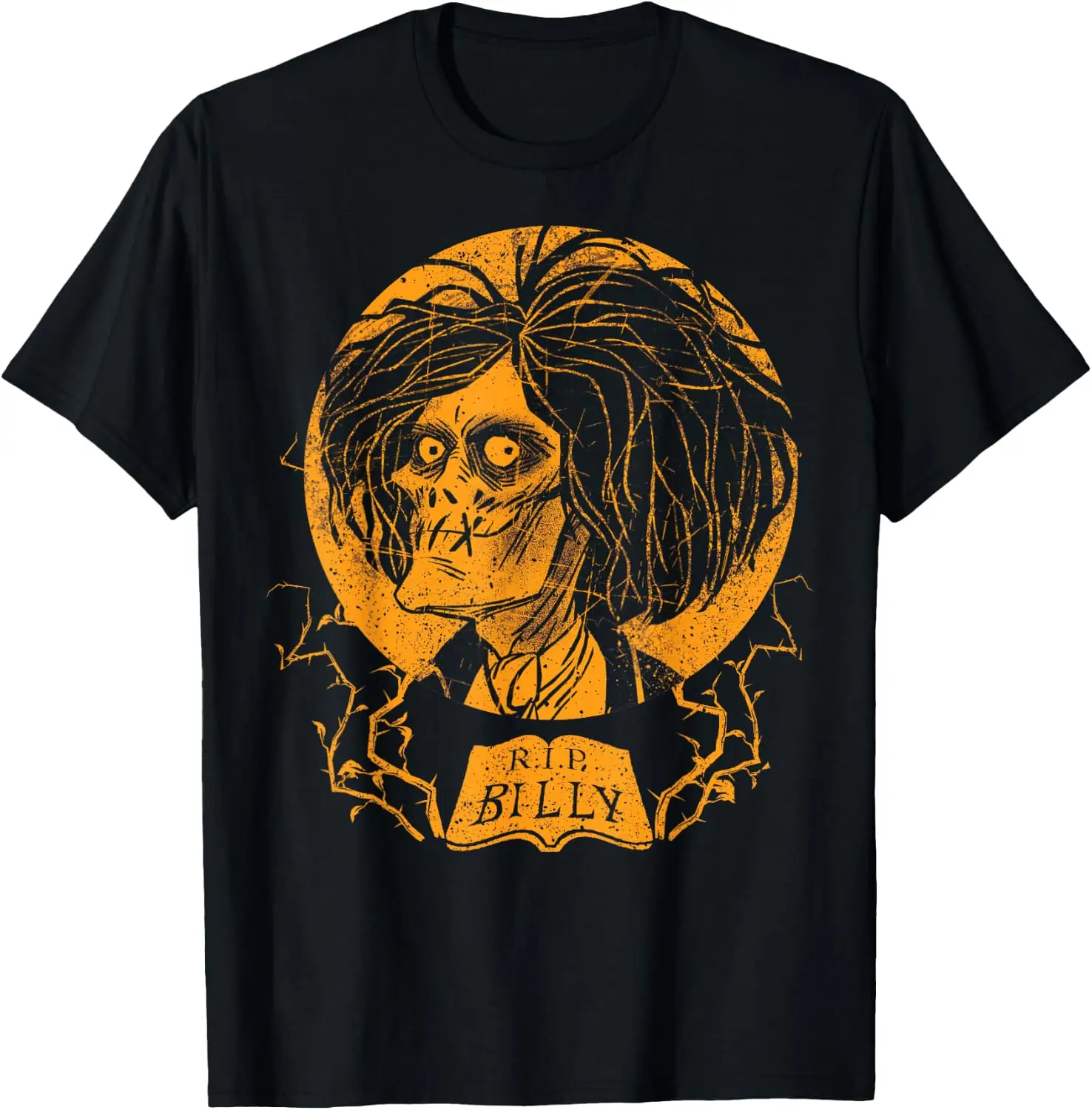 Hocus Pocus RIP Billy Halloween Tombstone Retro T-Shirt Men Halloween Festival Printed Graphic Tee, Casual Crew Neck Short Sleeve Spooky Gothic T‑Shirt for Holiday Party and Halloween Gift for Men.