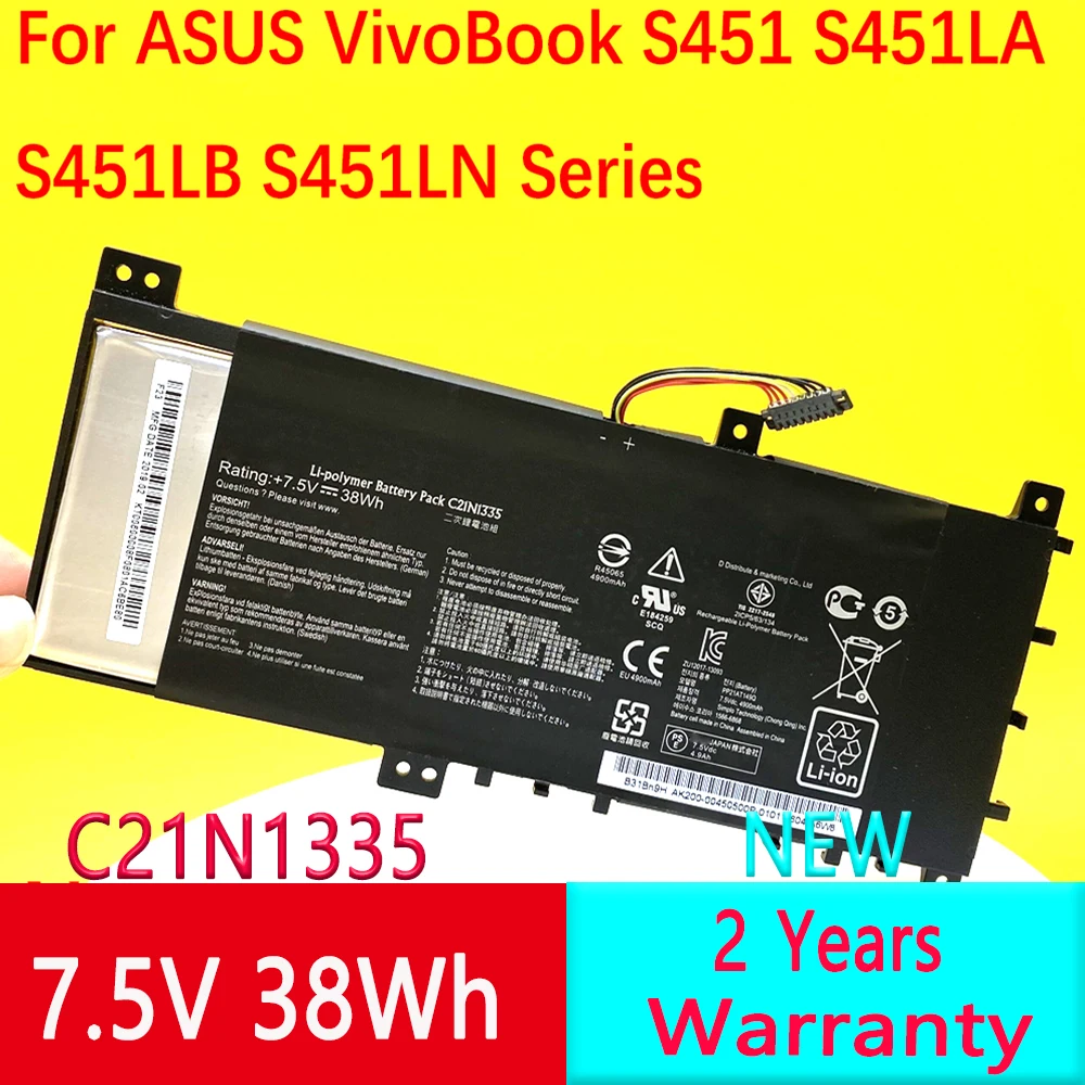 

C21N1335 Laptop Battery For ASUS VivoBook S451 S451LA S451LB S451LN V451LA Series Notebook Batteries 7.5 V 38Wh Rechargeable