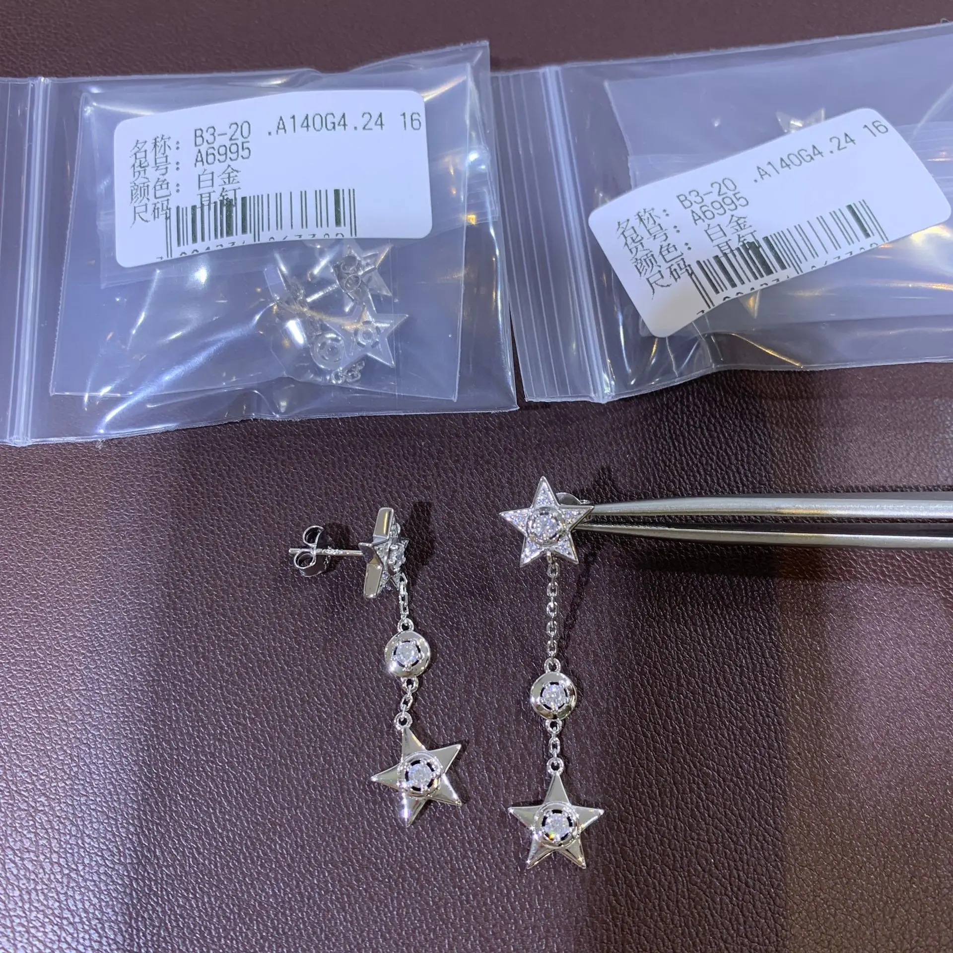 Trendy 925 Sterling Silver Dangle Earrings For Women Linked Star and Round Bezel Chain Clear Stones Birthday Gift Fine Jewelry