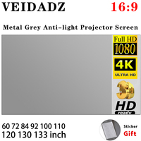 VEIDADZ Projector Screen 100 120 133 Inch 16:9 Foldable Anti-Light Grey Reflective Cloth Portable Projection Screen For Home