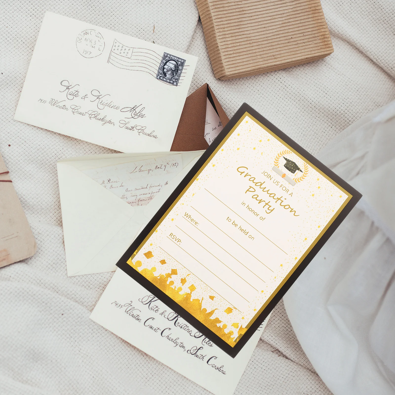 

20pcs Graduation Invitations Party Supplies Invitation Cards for School Dinner Congrats Announcements Premium Paper Design