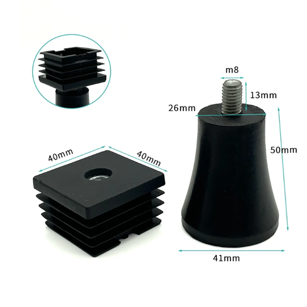 

Квадратный черный полипропиленовый пластик, регулируемая подставка для ног, винт M6 M8, выравнивающая подставка для ног для стола, стула, мебельная ножка, противоударная защитная подставка