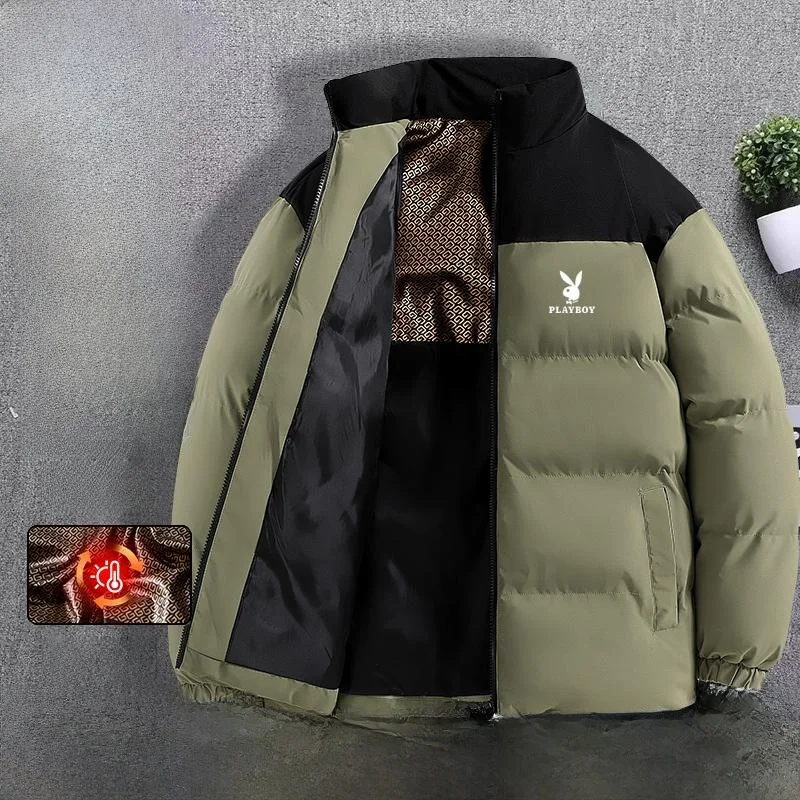  Men's down Jaet Thiened Warm Cotton Coat Loose Fit Stand Collar Autumn Winter New Sle Faionable Outerwear