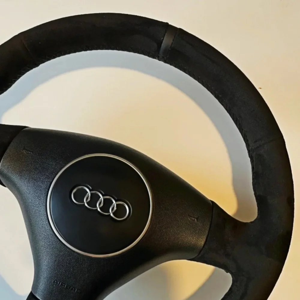 Custom Anti-Slip Suede Leather Car Steering Wheel Cover For Audi A4 B6 2002 A3 3-Spoke 2000 2001 2003 Avant Steering Wrap
