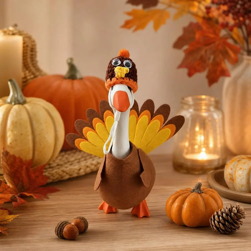 Haustierkleidung, 7-Zoll-Schreibtischgans, Thanksgiving-Outfits, Mini-Schreibtischgans, Thanksgiving-Kleidung, Truthahn-Kostüm, Dekoration für den Schreibtisch – Detail 5