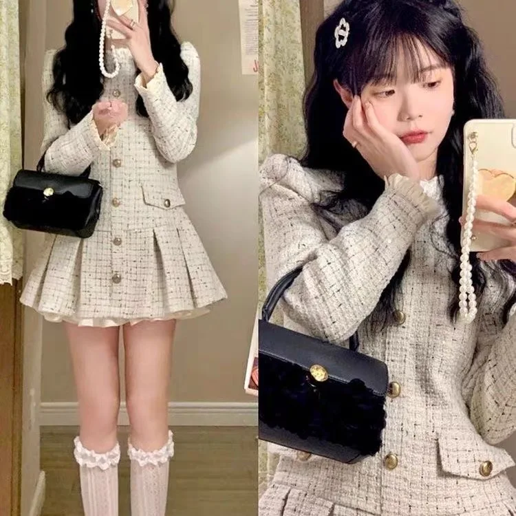 Ele Long Sve Women's Dr Gentle Sle Princ Skirt Tea System Matching Soft Wind Skirt Spring Autumn Thousand Gold...