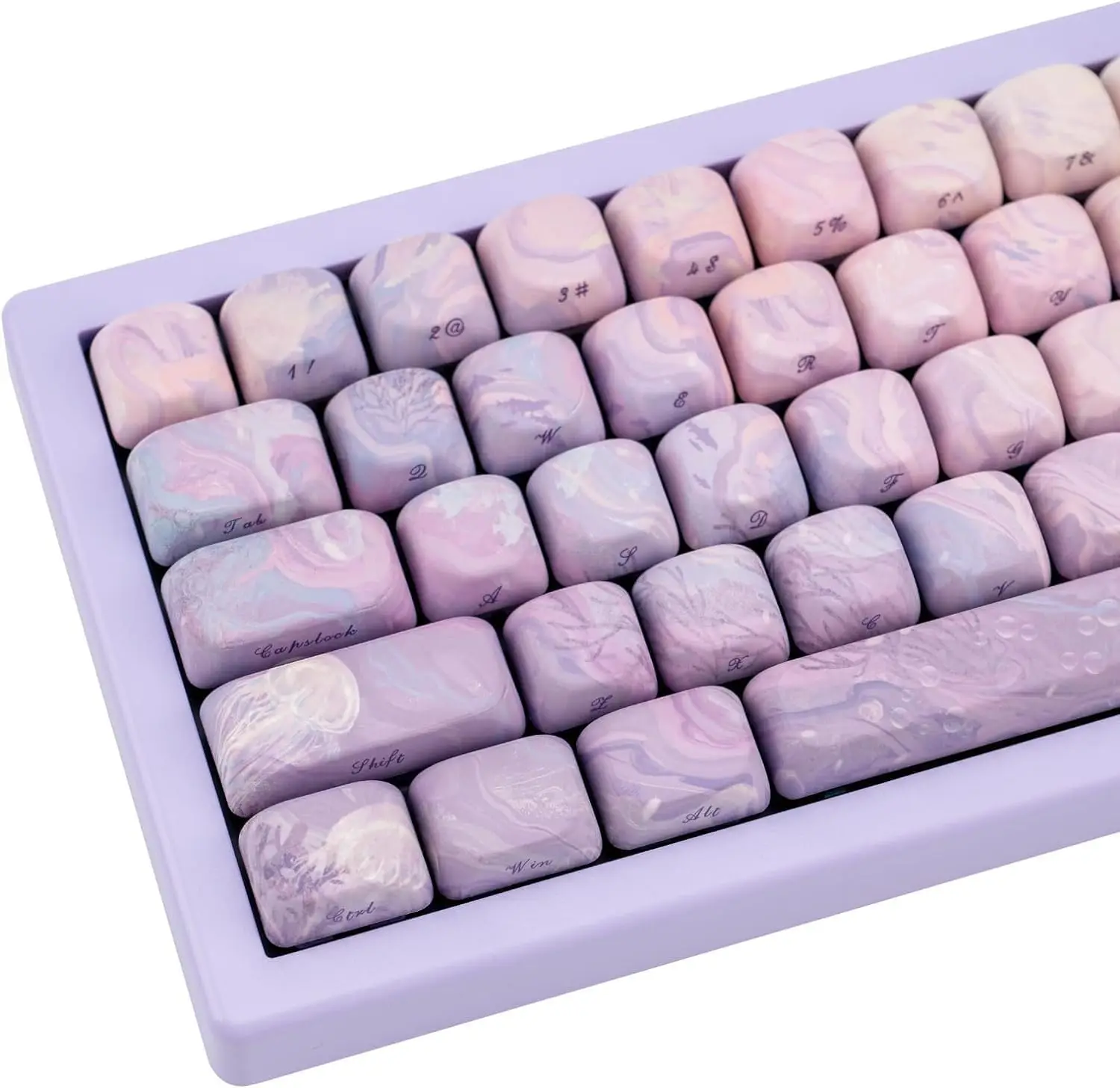 

136 Keys Purple MOA Profile Keycap Set Custom Side Print Key Cap for ANSI Layout Mechanical Gaming Keyboard
